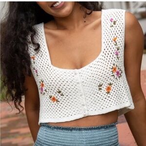 Natural Life White Crochet Crop Top